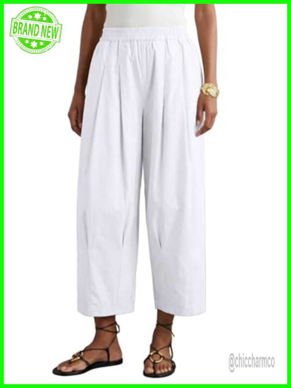 Ice Silk Cotton Capri Balloon Parachute Pants Hiking Wide Leg Cropped